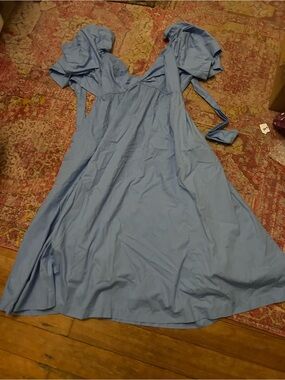 Abercrombie Petite Large Light Blue Women's Puff-Sleeve Dress
